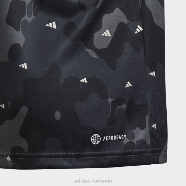 Adidas tricou cu croială obișnuită cu imprimeu general aeroready de sezon copii alb/gri/carbon/negru 2JBN19048