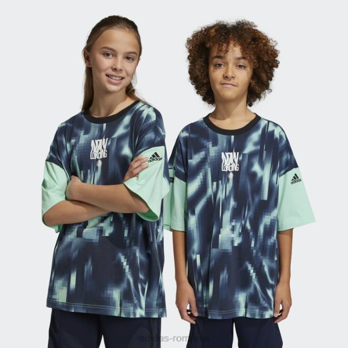 Adidas tricou cu imprimeu integral arkd3 verde copii verde albastru 2JBN18607