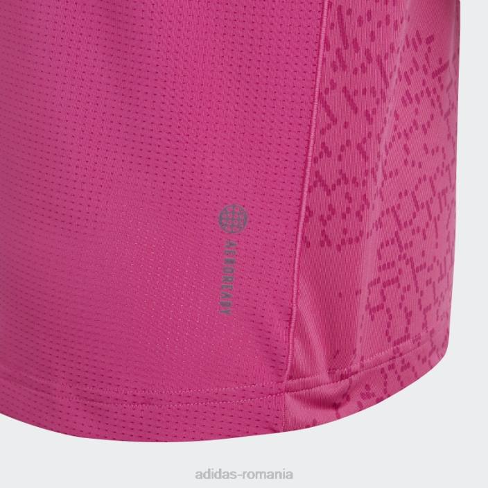 Adidas tricou cu imprimeu peste tot cu 3 dungi aeroready fucsia adidas copii fucsia/carbon/argintiu 2JBN19161