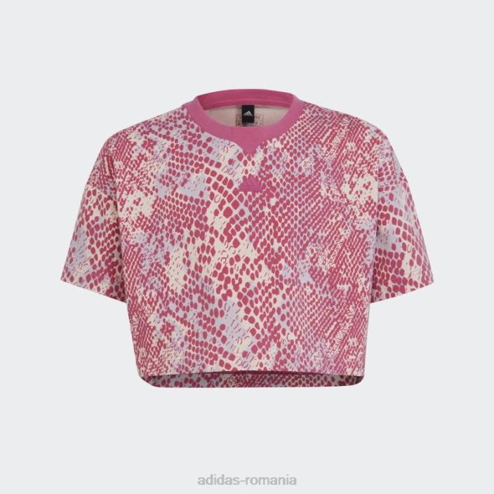 Adidas tricou din bumbac cu imprimeu cu icoane viitoare quartz adidas copii cuarț/argintiu zori/fucsia 2JBN19152