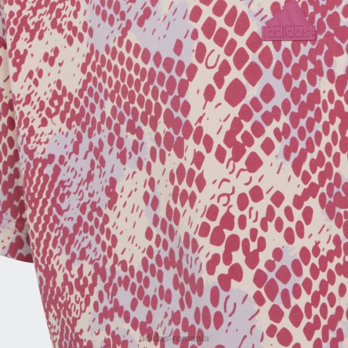 Adidas tricou din bumbac cu imprimeu cu icoane viitoare quartz adidas copii cuarț/argintiu zori/fucsia 2JBN19152
