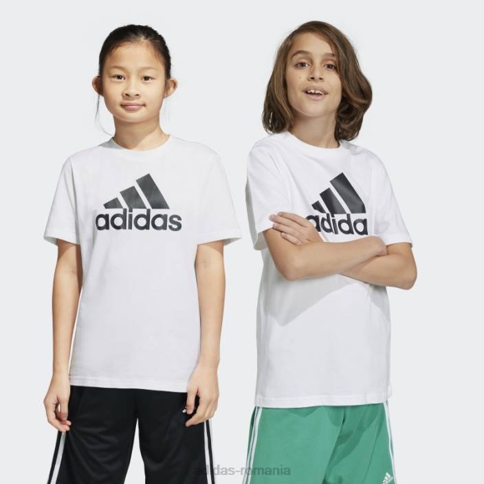 Adidas tricou din bumbac cu logo mare essentials alb copii alb negru 2JBN18631