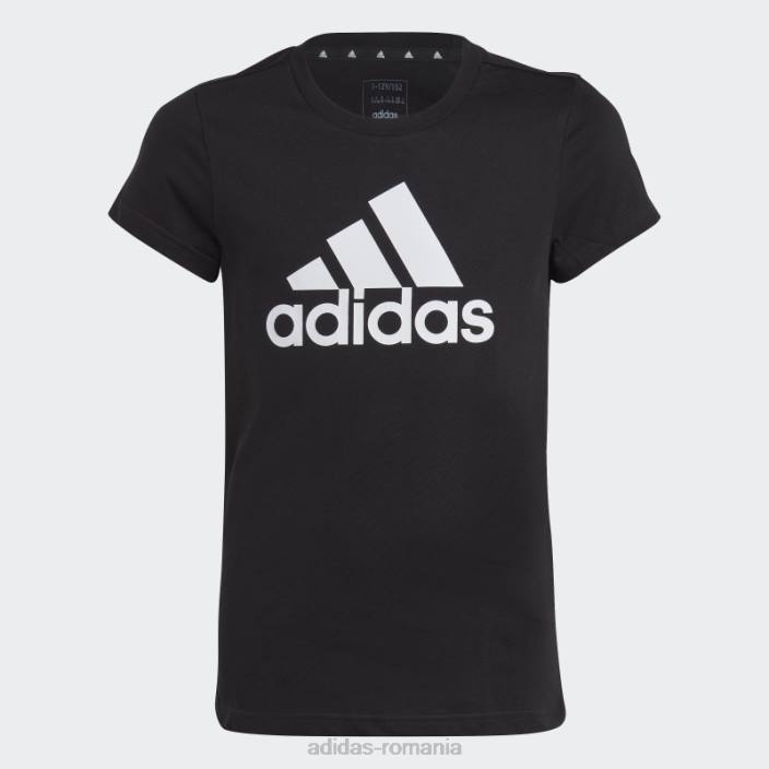 Adidas tricou din bumbac cu logo mare essentials negru copii alb negru 2JBN19153