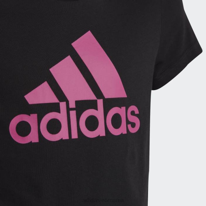 Adidas tricou din bumbac cu logo mare essentials negru copii negru/fucsia 2JBN3458