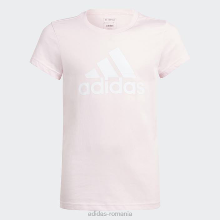 Adidas tricou din bumbac cu logo mare roz, essentials, adidas copii roz/alb 2JBN3453