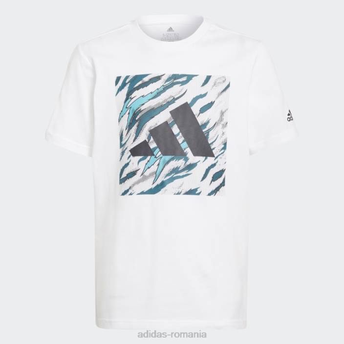 Adidas tricou grafic tigru de apă albă copii alb 2JBN18904