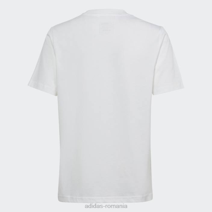 Adidas tricou larg din bumbac cu logo mare alb copii alb negru 2JBN18403