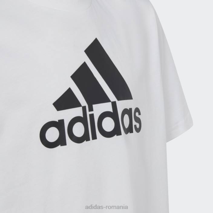 Adidas tricou larg din bumbac cu logo mare alb copii alb negru 2JBN18403