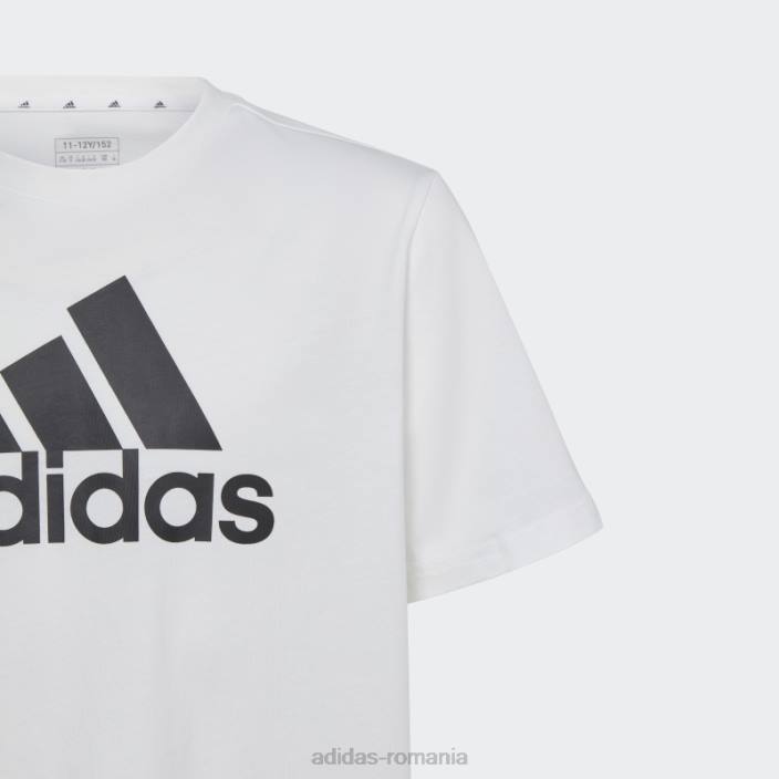 Adidas tricou larg din bumbac cu logo mare alb copii alb negru 2JBN18403
