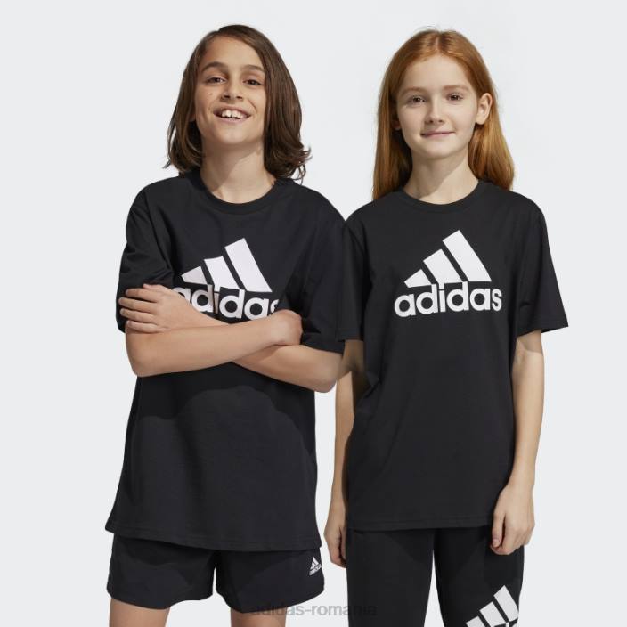 Adidas tricou largi din bumbac, negru, cu logo mare, adidas copii alb negru 2JBN18513