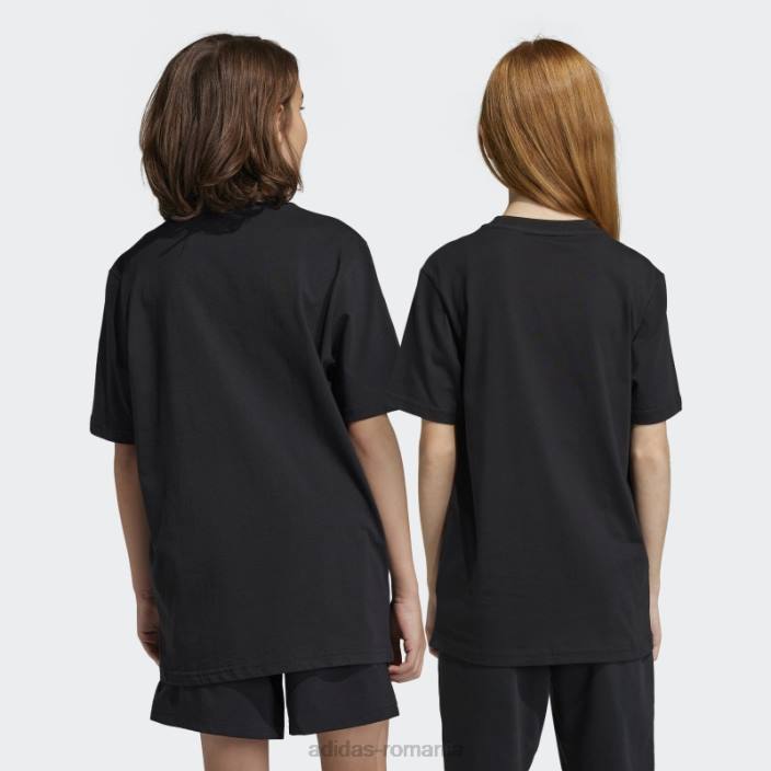 Adidas tricou largi din bumbac, negru, cu logo mare, adidas copii alb negru 2JBN18513