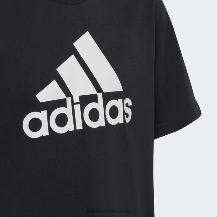 Adidas tricou largi din bumbac, negru, cu logo mare, adidas copii alb negru 2JBN18513