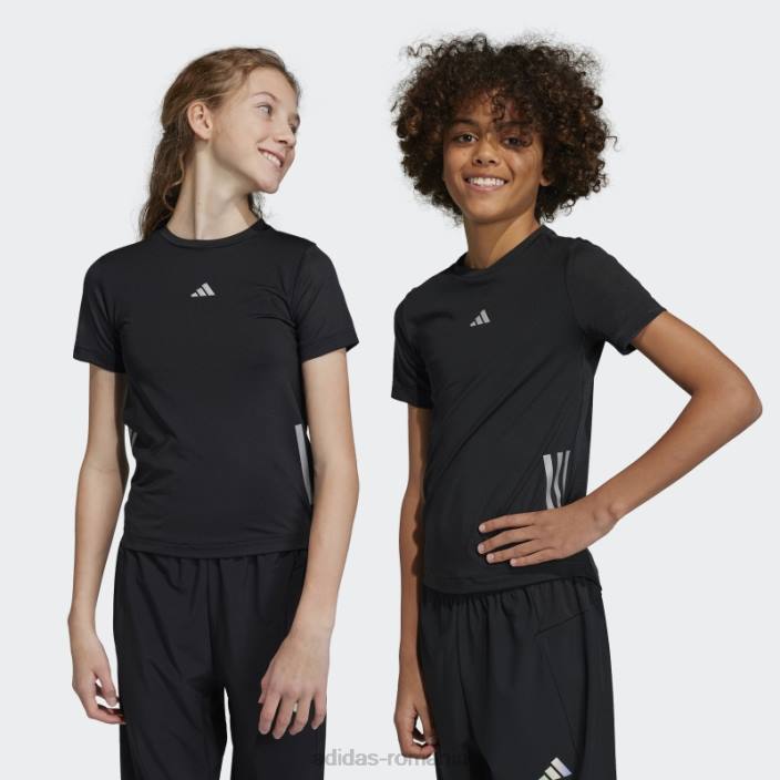Adidas tricou negru aeroready cu 3 dungi adidas copii negru argintiu 2JBN18561