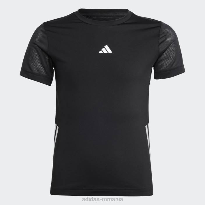 Adidas tricou negru aeroready cu 3 dungi adidas copii negru argintiu 2JBN18561