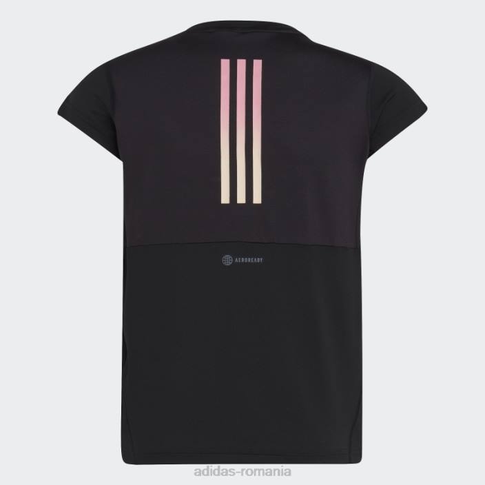 Adidas tricou negru aeroready cu 3 dungi copii negru/alb/roz 2JBN19168