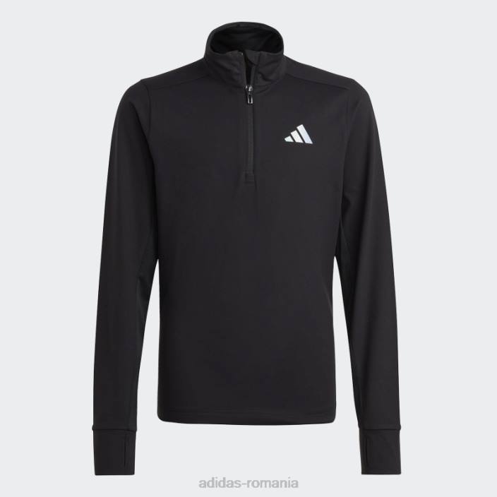 Adidas tricou negru aeroready cu jumătate de fermoar cu mânecă lungă adidas copii negru argintiu 2JBN18597