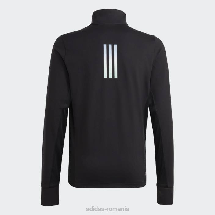 Adidas tricou negru aeroready cu jumătate de fermoar cu mânecă lungă adidas copii negru argintiu 2JBN18597