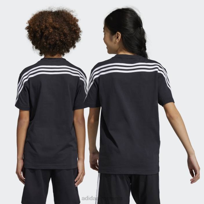 Adidas tricou negru cu 3 dungi cu icoane viitoare copii alb negru 2JBN18725