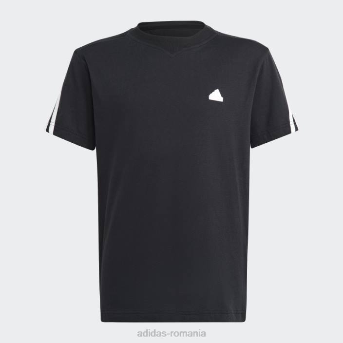 Adidas tricou negru cu 3 dungi cu icoane viitoare copii alb negru 2JBN18725