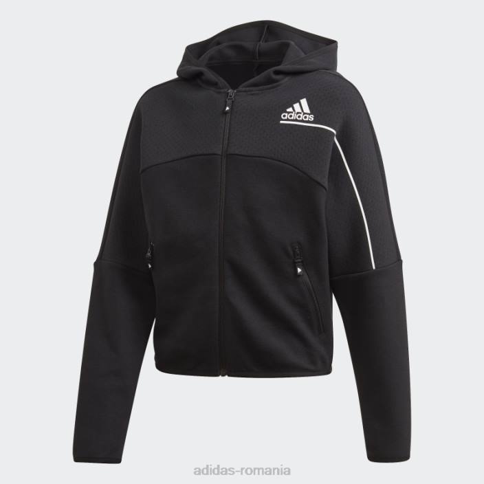 Adidas z.n.e. hanorac largi cu fermoar complet negru de modă copii alb negru 2JBN19269