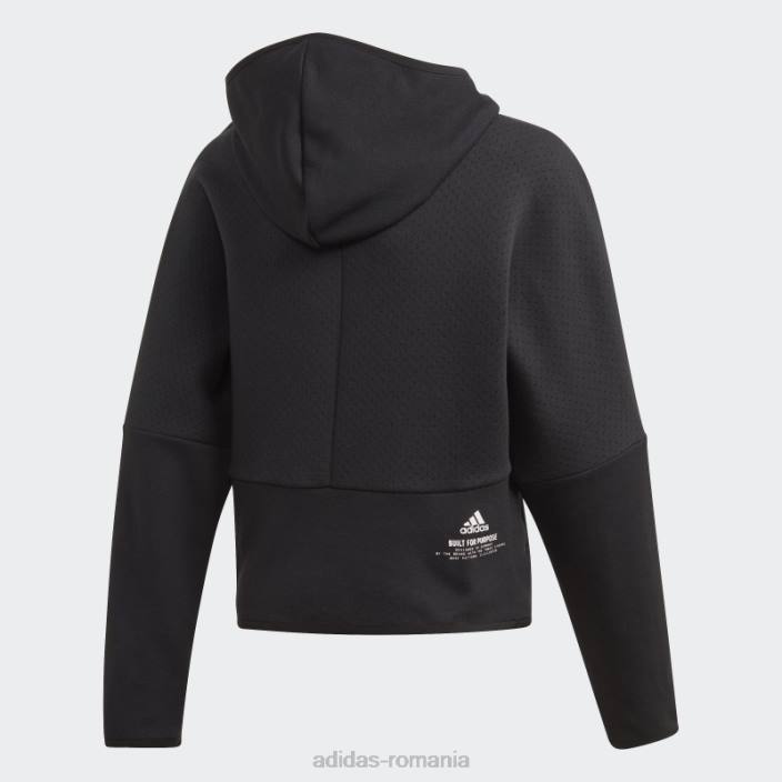 Adidas z.n.e. hanorac largi cu fermoar complet negru de modă copii alb negru 2JBN19269