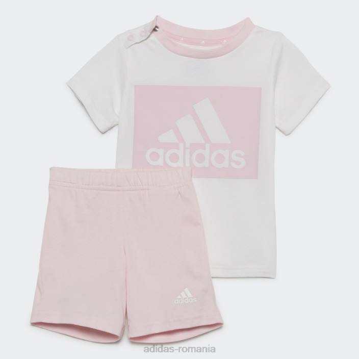 Adidas set de tricou și pantaloni scurți alb adidas copii alb/roz 2JBN11988