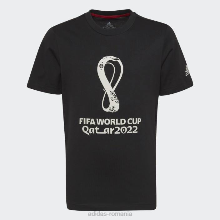 Adidas Tricou emblema oficial al Cupei Mondiale FIFA 2022, negru copii negru 2JBN11941