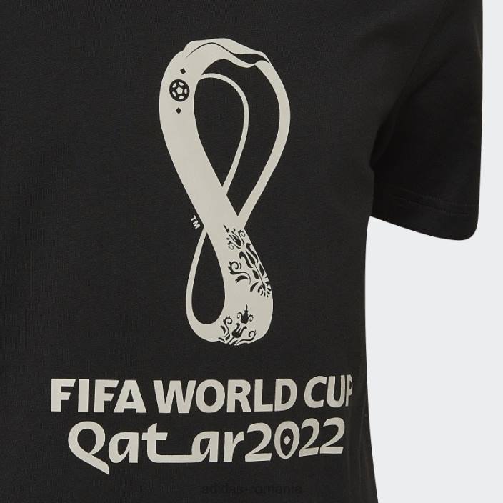 Adidas Tricou emblema oficial al Cupei Mondiale FIFA 2022, negru copii negru 2JBN11941