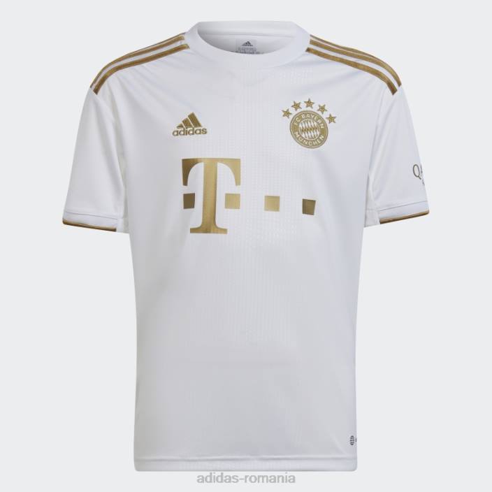 Adidas fc bayern 22/23 deplasare tricou fotbal întunecat auriu moda copii alb/aur de fotbal închis 2JBN3406