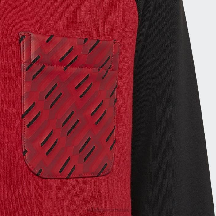 Adidas hanorac roșu real manchester united crew copii roșu/negru adevărat 2JBN18701
