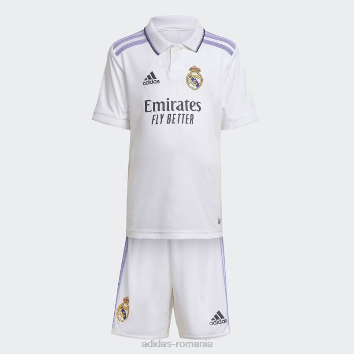 Adidas mini kit home real madrid 22/23 alb copii alb 2JBN18590