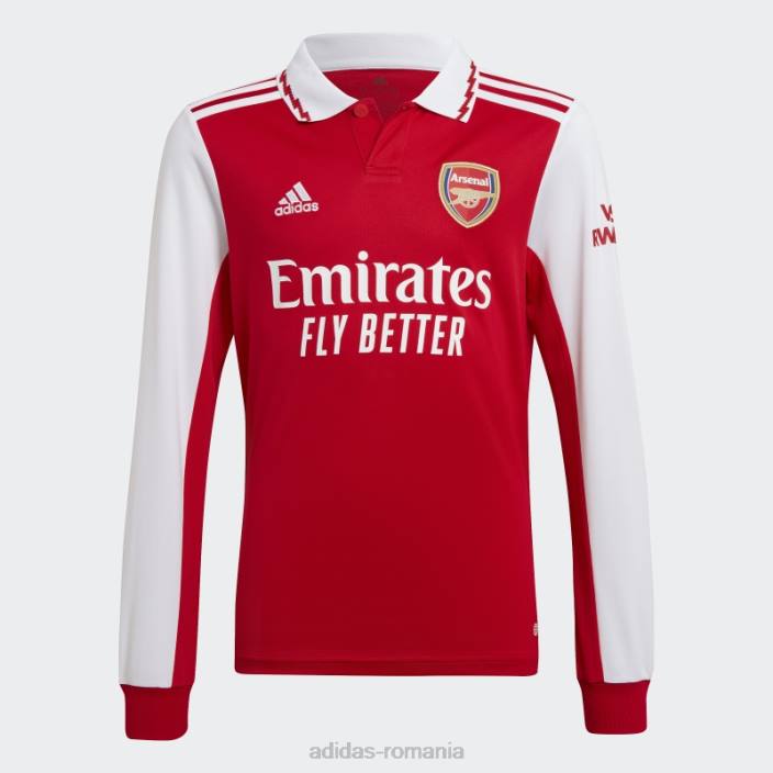 Adidas tricou acasă cu mânecă lungă arsenal stacojiu 22/23 copii stacojiu/alb 2JBN19054