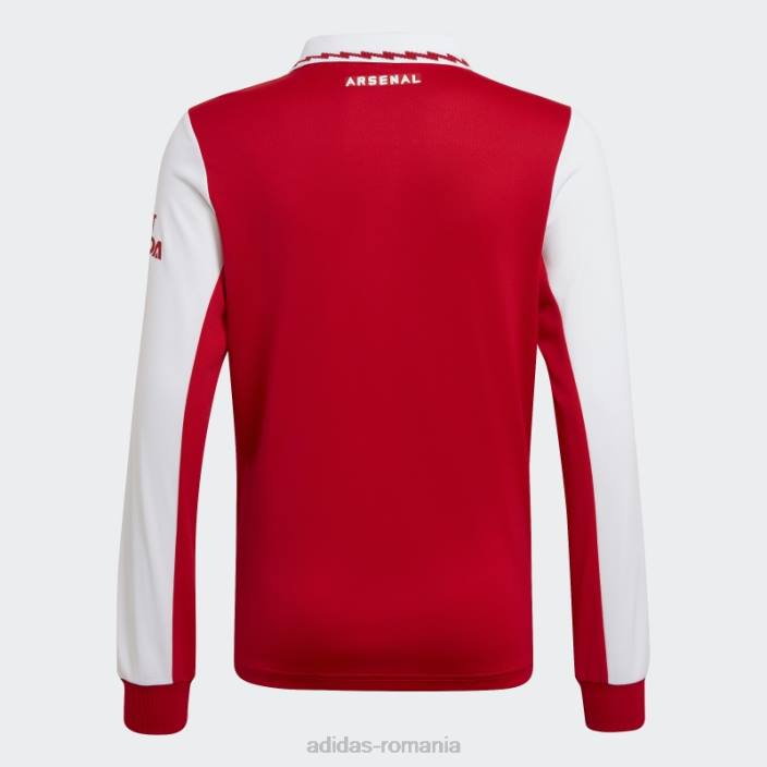 Adidas tricou acasă cu mânecă lungă arsenal stacojiu 22/23 copii stacojiu/alb 2JBN19054