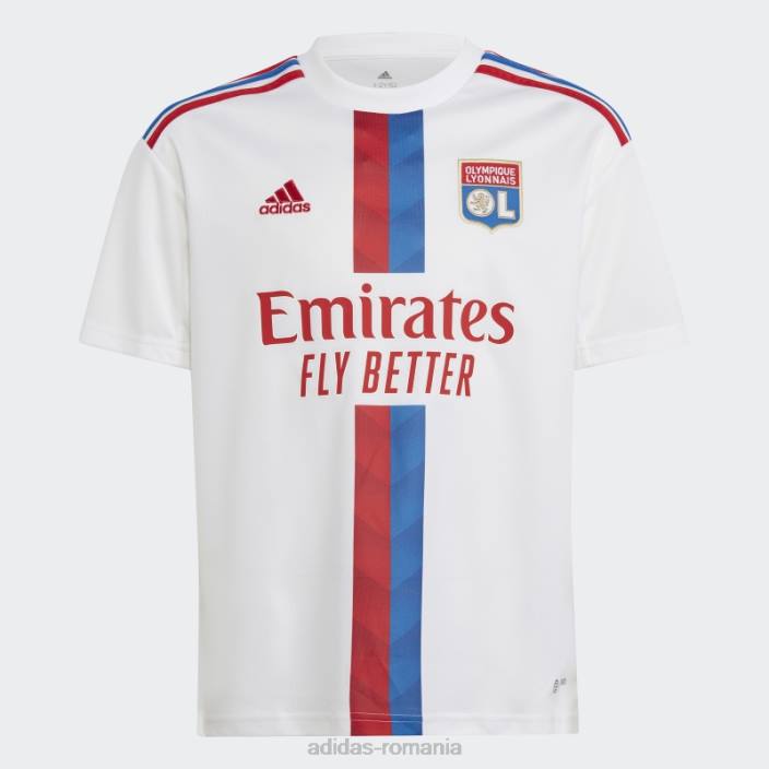 Adidas tricou alb de acasă de la Olympique Lyonnais 22/23 elegant copii alb 2JBN18783
