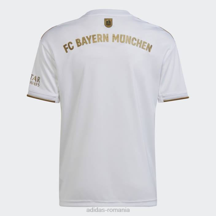 Adidas tricou deplasare fc bayern 22/23 alb copii alb/aur de fotbal închis 2JBN11911