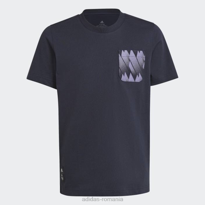 Adidas tricou grafic real madrid night navy copii marina de noapte 2JBN19070