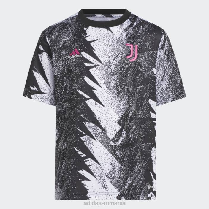 Adidas tricou negru de la juventus înainte de meci copii alb negru 2JBN18497