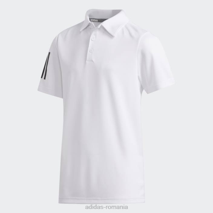 Adidas Tricou polo cu 3 dungi alb copii alb 2JBN18524