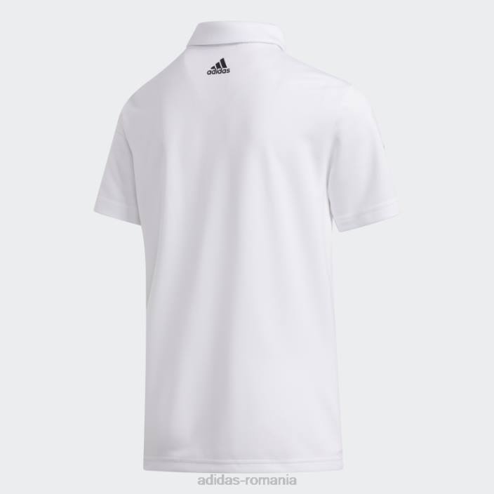 Adidas Tricou polo cu 3 dungi alb copii alb 2JBN18524