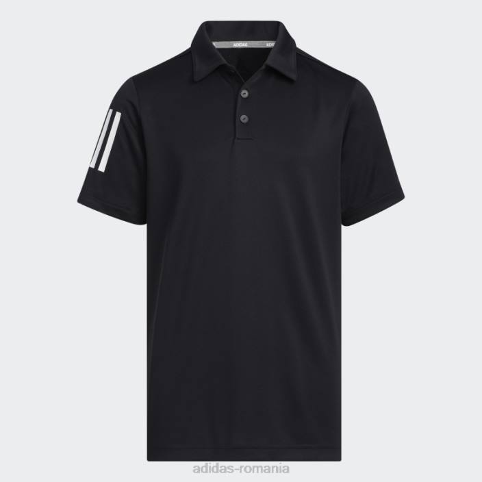Adidas Tricou polo negru cu 3 dungi copii negru 2JBN18547