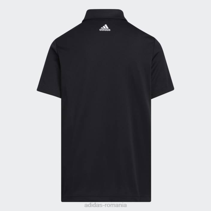 Adidas Tricou polo negru cu 3 dungi copii negru 2JBN18547