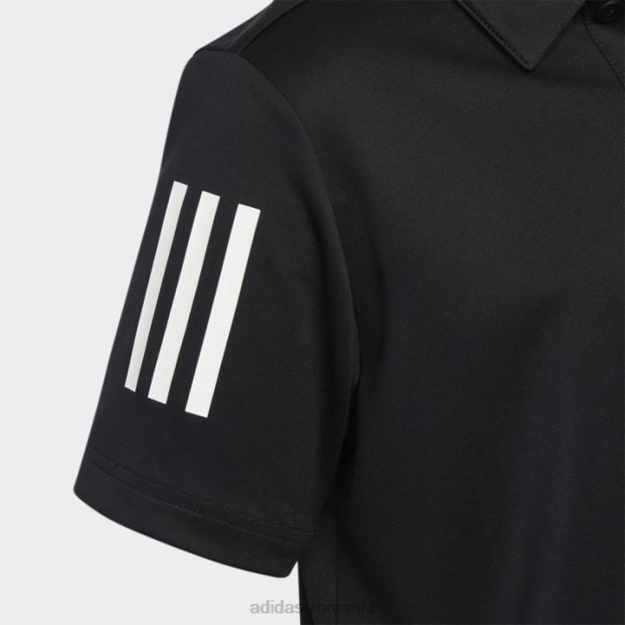 Adidas Tricou polo negru cu 3 dungi copii negru 2JBN18547