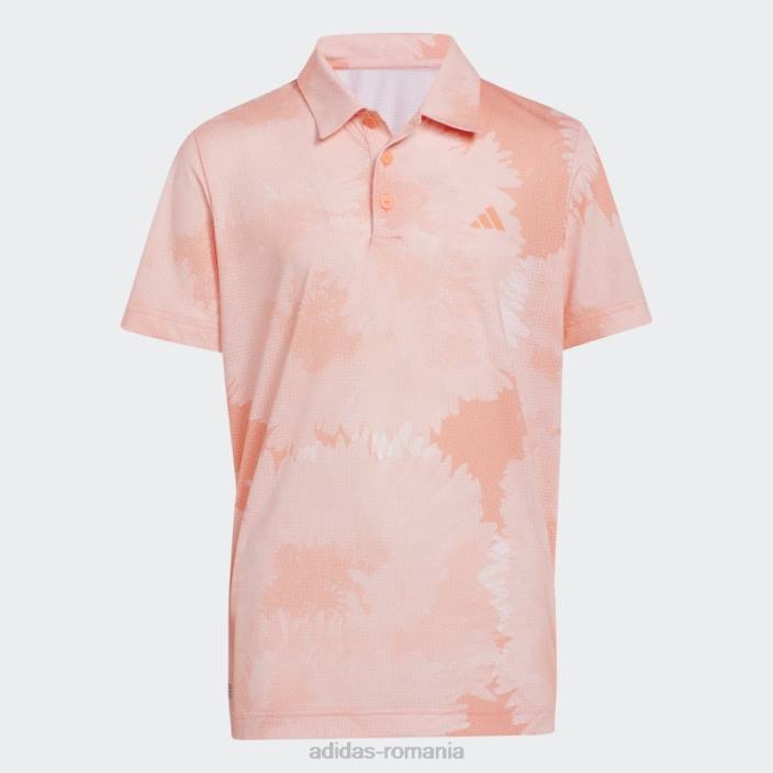 Adidas tricou polo din plasă cu flori coral copii coral 2JBN18811