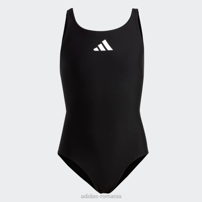 Adidas Costum de baie negru uni cu logo mic copii alb negru 2JBN19120