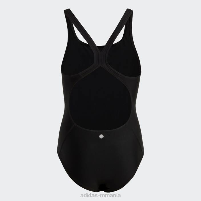 Adidas Costum de baie negru uni cu logo mic copii alb negru 2JBN19120