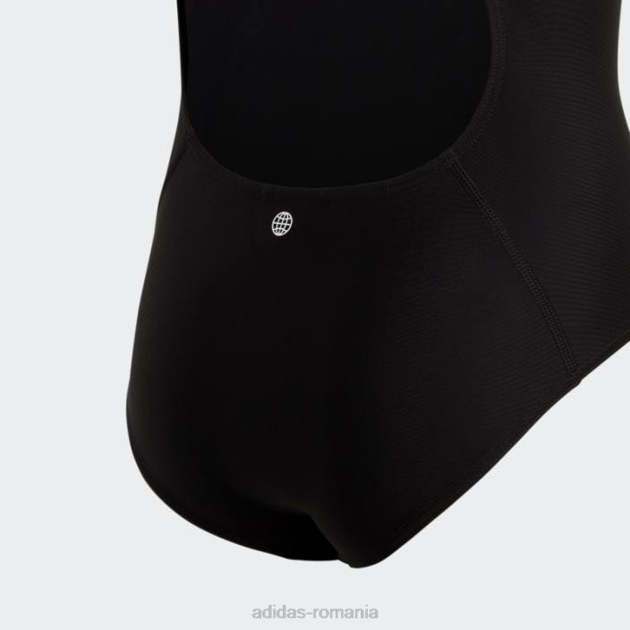 Adidas Costum de baie negru uni cu logo mic copii alb negru 2JBN19120