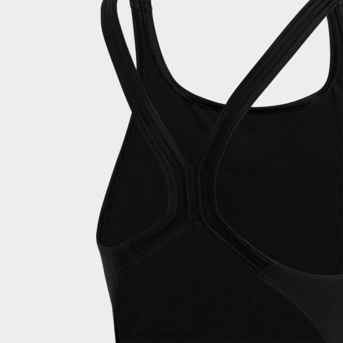 Adidas Costum de baie negru uni cu logo mic copii alb negru 2JBN19120