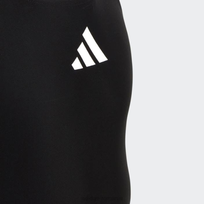 Adidas Costum de baie negru uni cu logo mic copii alb negru 2JBN19120
