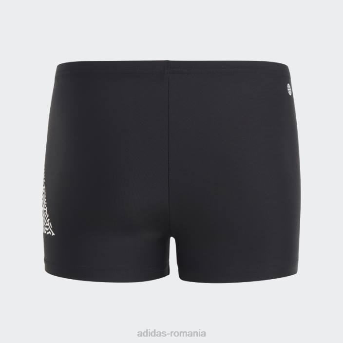Adidas boxeri negri de înot cu logo cu 3 bare copii alb negru 2JBN18509