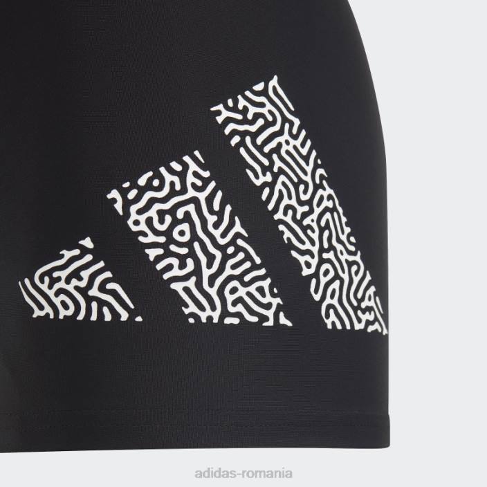 Adidas boxeri negri de înot cu logo cu 3 bare copii alb negru 2JBN18509